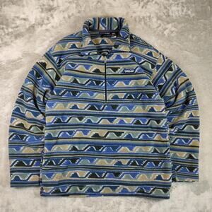 VTG Patagonia USA Made blue aztec pattern 1/4 zip Synchilla fleece mens Small
